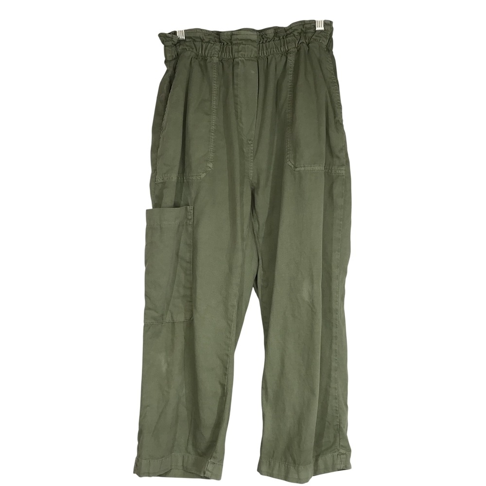 Anthropologie Paperbag Waist Cargo Pants Olive Green Cotton Women's Size S